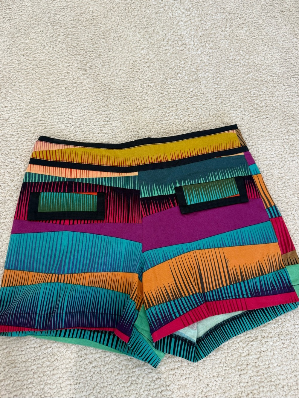 Trina Turk Multicolor Striped High-Waist Shorts